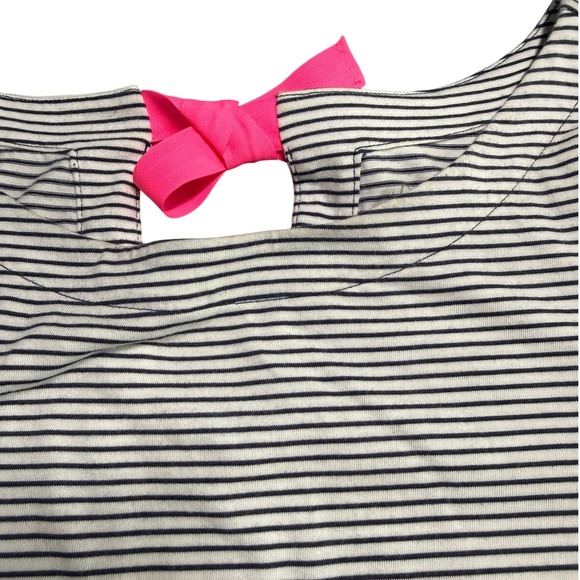 Lilly Pulitzer Noelle Striped Pima Cotton Dress Navy White Pink Bow Back Small - Picture 4 of 7
